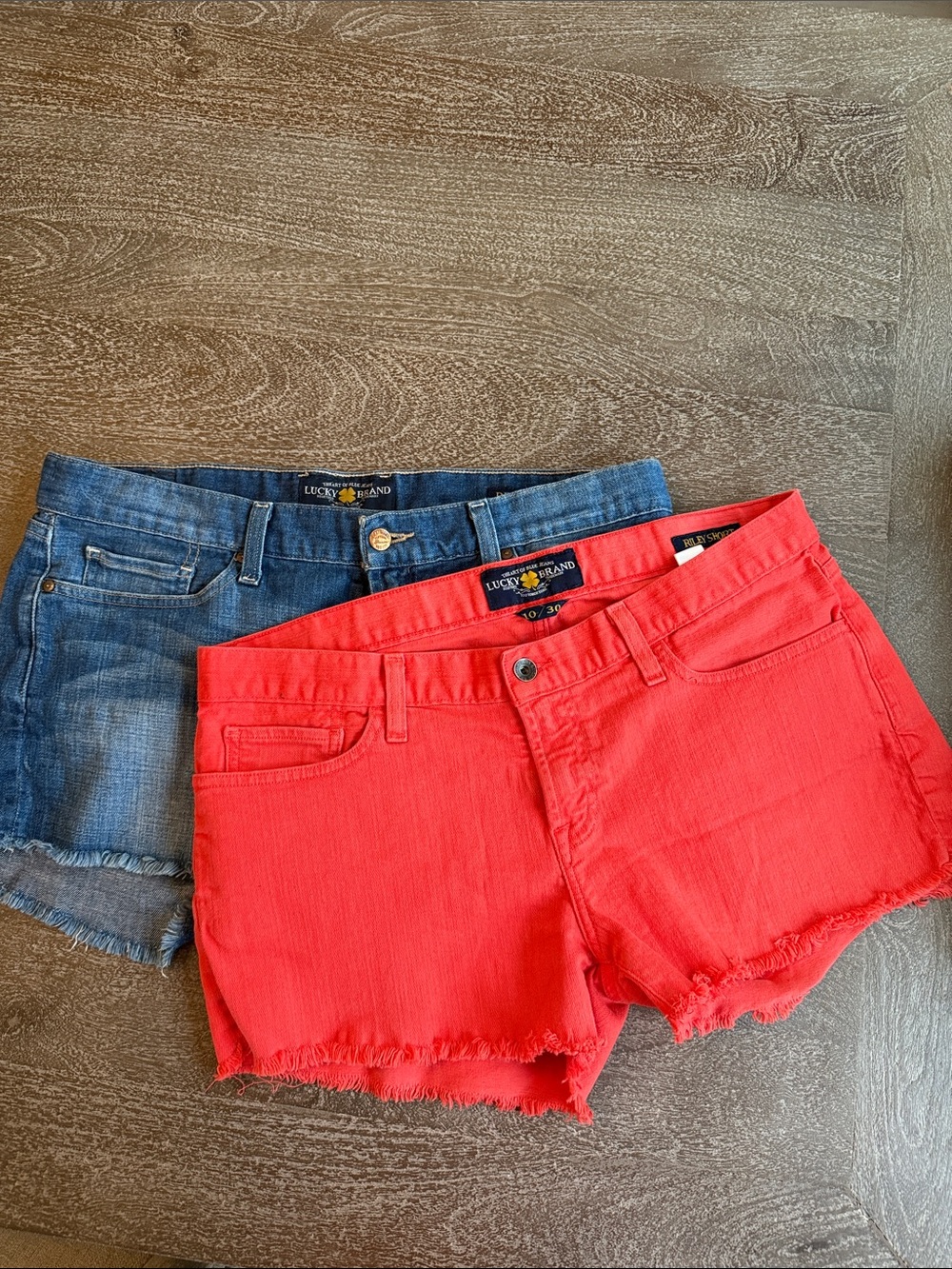 Lucky Brand Women's Red & Blue Denim Cutoff Shorts